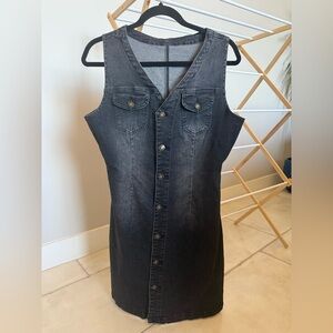 Unbranded dark/black Denim Button-Down Dress size medium